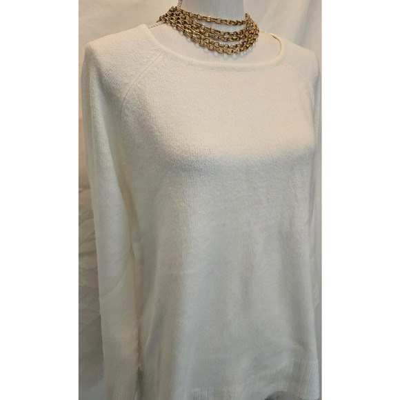 Mod X Womens Soft Stretchy White Sweater Wide Cuffs Crew Neck Size XL - Picture 5 of 6